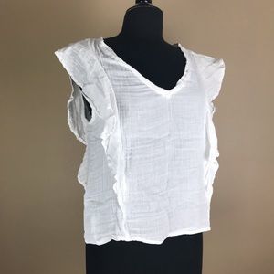 Michael Stars Double Gauze Flounce V-Neck Large